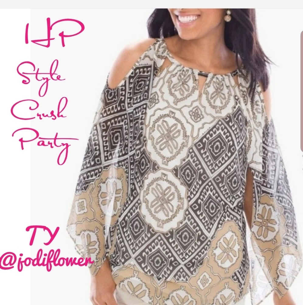 🚫SOLD🚫Chico's Boho Cold Shoulder Tunic slinky NWT Size 0 - Picture 2 of 8